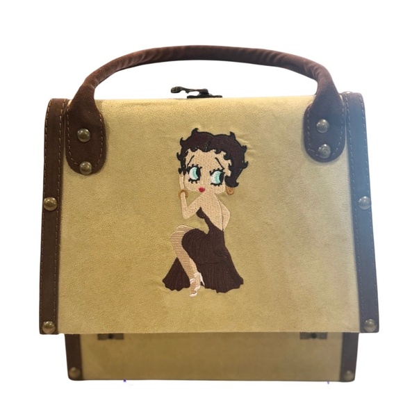 Betty Boop Lady Suede Handbag Box Purse - Picture 1 of 8